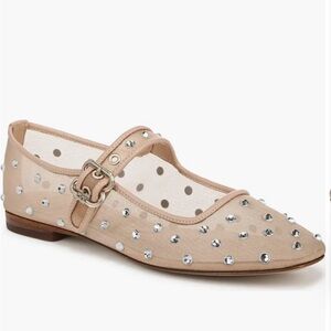NWT Sam Edelman Michaela Shine Mary Jane Flat Nude Jewel Details Size 8 (no box)